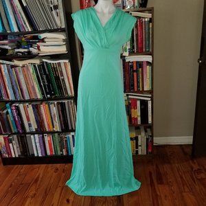 13 (fits 6ish) NWT late 70s Vintage Seafoam Green Wrap-Style Maxi Dress